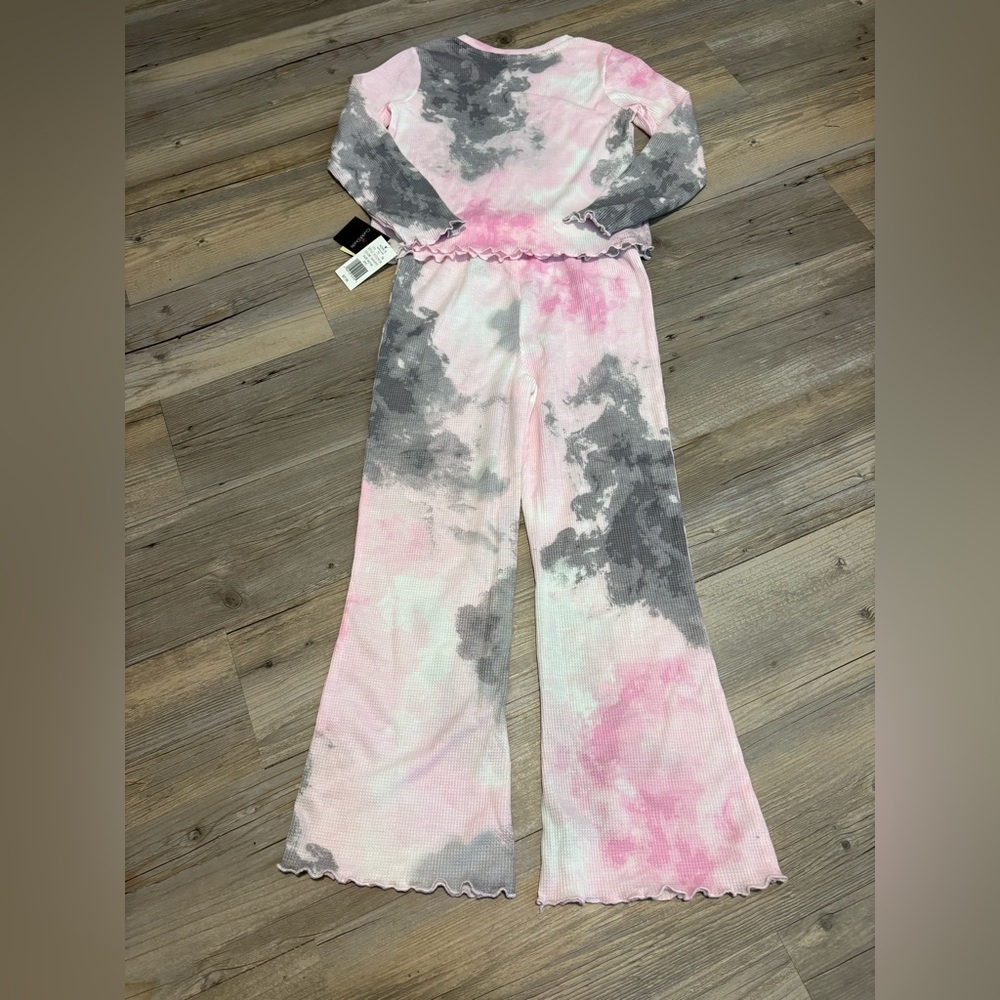 Cuddl Duds 2 piece girls pajama set 7/8 pink tie dye new with tags - Picture 2 of 5